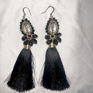 Black Handcrafted Tassel Earrings